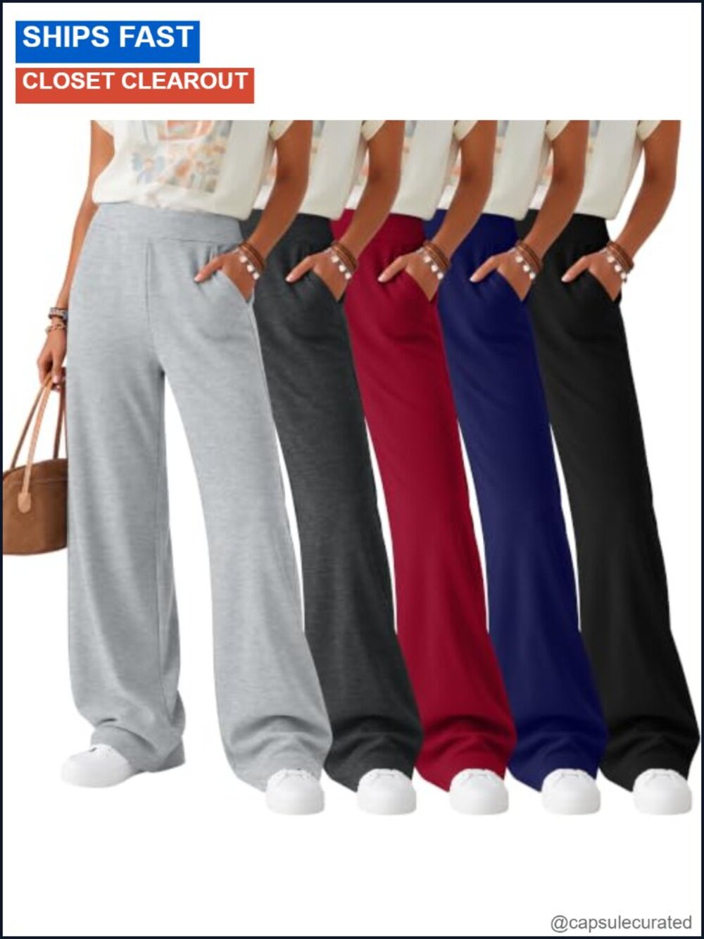 Girls Wide Leg Sweatpants 5 Pack Elastic Waist Loose Fit Active